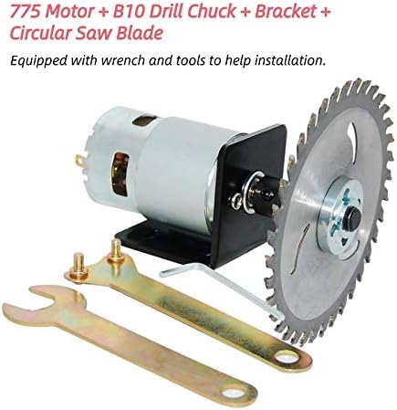 CHANCS 12V/24V 10000RPM/20000RPM 775 Electric Motor Table Saw Kit with 20A PWM Speed Controller Regulator Module Board