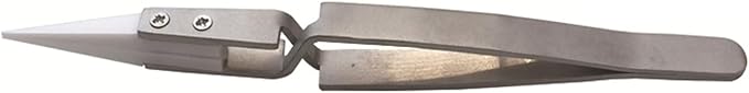 Maxmoral 3PCS Length 135mm Stainless Steel Reverse Ceramic Tweezers Set Pointed and Curved Tweezer High Temperature Resistance 3000 Degrees Fahrenheit Suitable for Precision Work Electronic Circuits