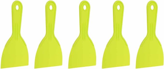HARFINGTON 5pcs Putty Knife Scraper 4" Width Flexible Plastic Putty Knife Paint Scraper Tool for Taping Drywall Spreading Painting Wall Scratching Yellow