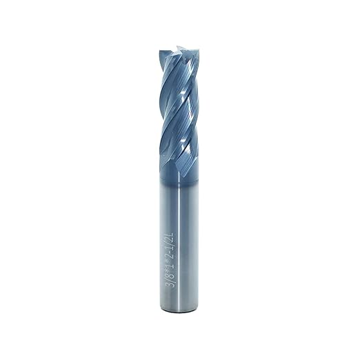 Carbide Square End Mill for Alloy Steels/Hardened Steels, 3/8" End Mill Bits, 4 Flute HRC 55 Deg AlTiN Coating, CNC Router Bits (1 Pc)