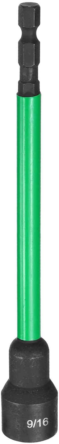 HARFINGTON Nut Driver Drill Bit 9/16 Inch SAE Socket 1/4" Hex Shank 6" (150mm) Extra Long Magnetic 6-Point Sockets Quick Change CR-V Steel Bolt Setters for Power Drill Drivers