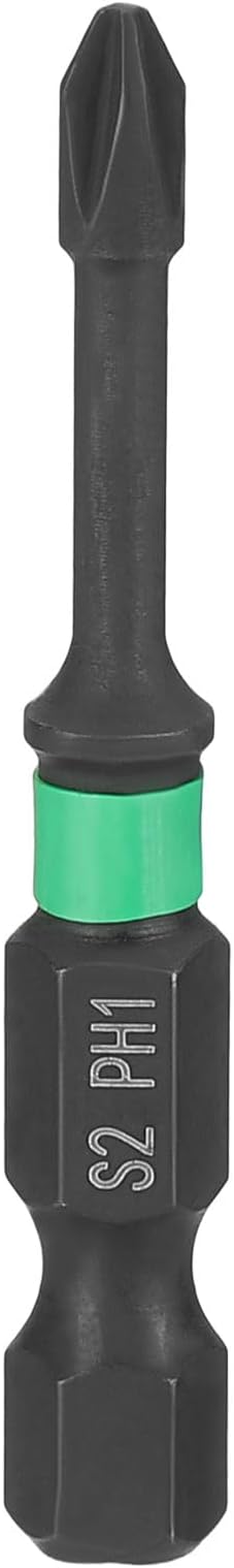 HARFINGTON #1 Impact Phillips Screwdriver Bit PH1 1/4" Hex Shank 2" (50mm) Length 0.12" Rod Magnetic Cross Head Drill Bits S2 Steel Industrial Screw Drivers for Impact Power Tools