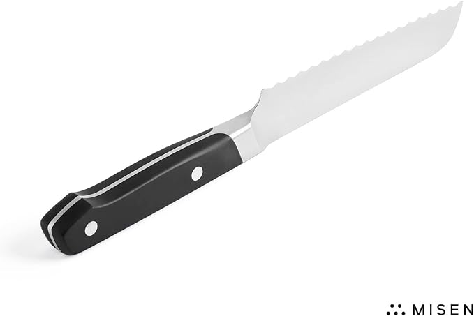 Misen Serrated Bread Knife - High-Carbon Japanese AUS8 Steel - Perfect for Soft Foods, Bread, Pastries, and Fruits - Verstatile Slicer, Razor-Sharp Edge, Durable Blade, Ergonomic Handle - 5", Black
