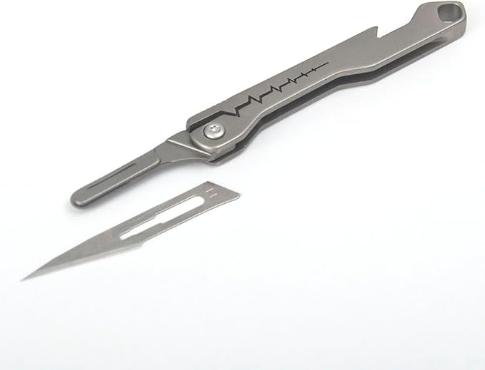 Titanium Utility Knife Pocket Folding Knife for Everyday Use with 10 Quick Change Blades, Ultra Compact and Lightweight