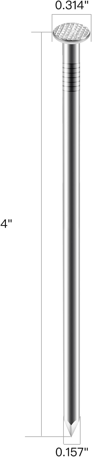 4 inch Hardware Nails, (40pcs) 1 lbs Stainless Steel Nails, Nails for Hanging Pictures, Long Nails, Wall Nails, Wood Nails