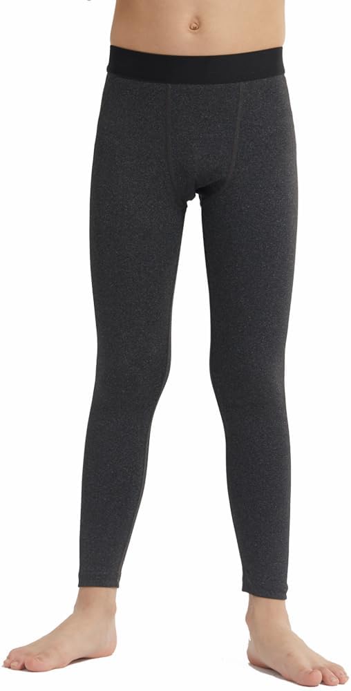 LANBAOSI Youth Boys Compression Leggings Athletic Pants Base Layer Football Workout Tight