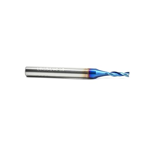 1/8 Dia End Mill Spiral Upcut Router Bit with 1/4 Shank Nano Blue Coating 2 Flute Up Cut Router Bit for Wood MDF Aluminum Carving Engraving Solid Carbide CNC Endmill 1/2 CL, 2-1/2 OVL