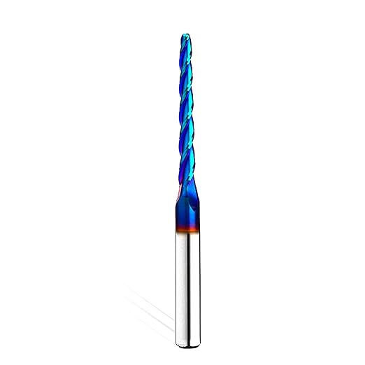 1 Degree Tapered Ball Nose CNC Router Bits End Mills Solid Carbide Spiral Up Cut 2D&3D Carving bits 1/4 Inch Shank with 1/8 Diameter Overall Length 3 Inch SQ333