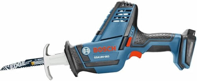 BOSCH GSA18V-083B 18V Cordless Reciprocating Saw - Lightweight & Compact, 0.83" Stroke, 3,050 SPM, Variable-Speed Trigger, Toolless Blade Change, LED Light (Bare Tool)