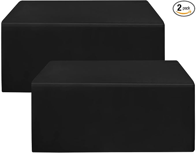 HolidayIdeas Fitted Black Tablecloths - 72 x 30 Inch - 2 Pack Rectangle Table Clothes for 6 Foot Tables, Polyester Fabric Table Cover for Trade Show, Craft Show, Parties, Birthday, Wedding