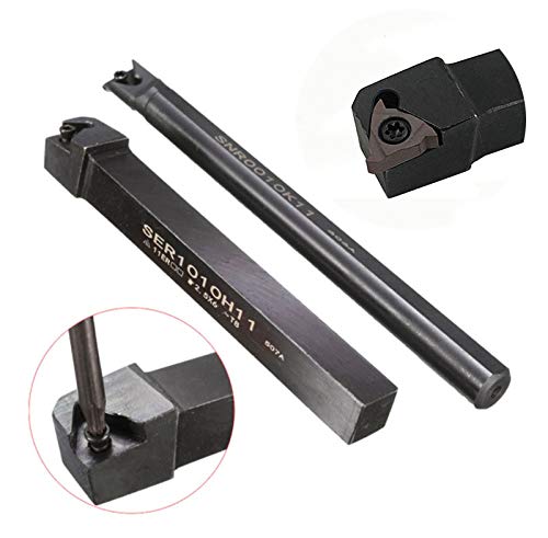 Lathe Threading Tool External/Internal Threading Tool Holder SER1010H11+SNR0010K11 Threading Inserts 11ER AG60 11IR AG60 for Boring Bar Holder (SER1010H11+SNR0010K11+11ER A60+11IR A60 (Purple))