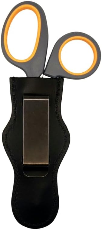 Custom Personalized BATCLIP Shears ??Handmade Leather EMT Shears Holster | Custom Engraved | Belt or Vest Clip | Left or Right-Handed | Titanium Shears Included | Made in Maine (Black)