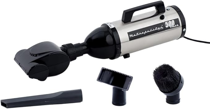 METROVAC Evolution Hand Vacuum - 120V, 504W, Powerful, Lightweight, Dry Pickup for Easy Cleanups in Home, Office, Car - Satin Nickel/Black Finish