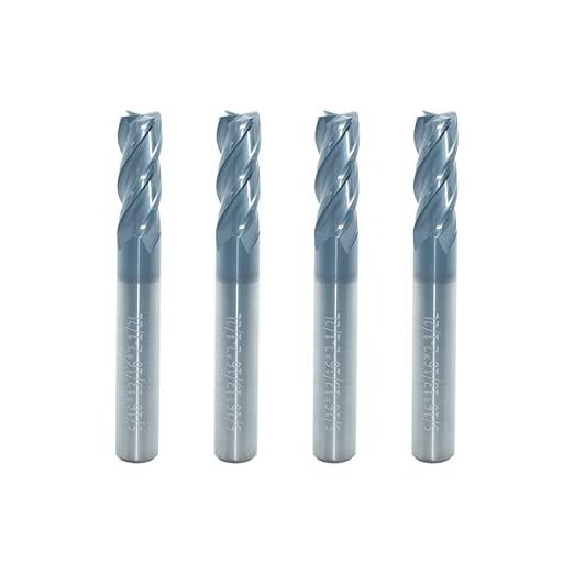 Carbide Square End Mill for Alloy Steels/Hardened Steels, 5/16" End Mill Bits, 4 Flute HRC 55 Deg AlTiN Coating, CNC Router Bits (4 Pcs)