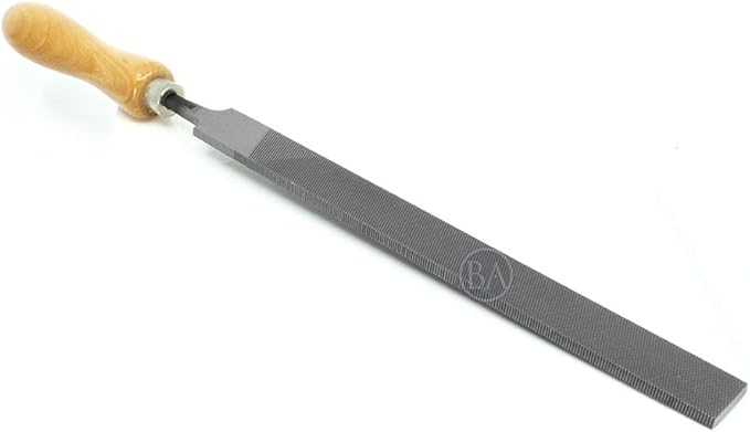 Benchmark Abrasives 10" Bastard Cut Long Flat File, Hardened Steel File, for Filing Metal, Sharpening Tools, Copper, Plastic, Hardwood, Metalworking Woodworking (10")