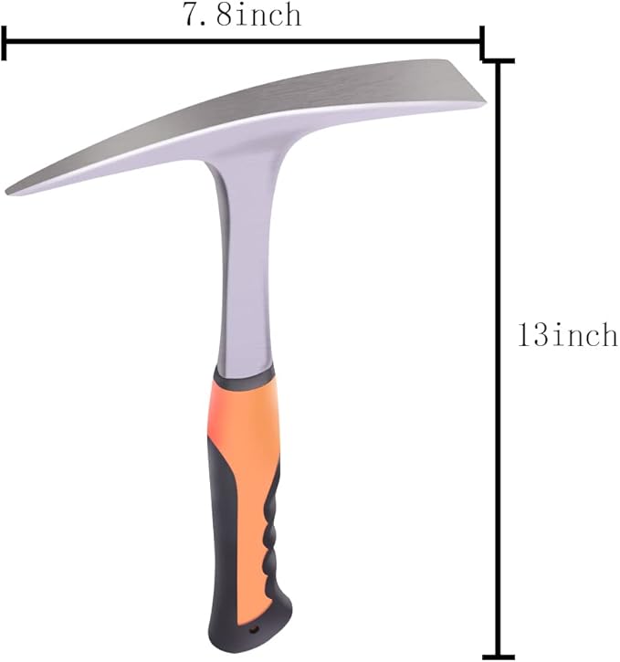 Rock Pick,Forged Brick Hammer, Geologist Rock Pick, Mason's/Bricklayer's Hammer-28 oz Masonary Tool with Pointed Tip &Forged Steel Construction-Shock Reduction handle (point&flat)