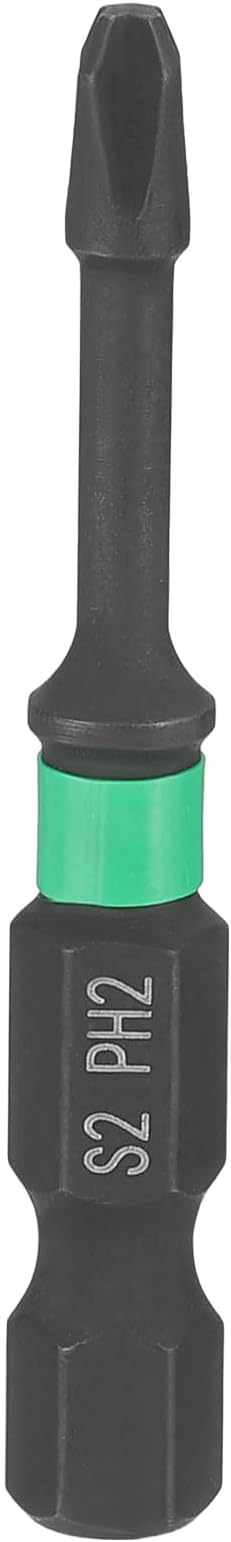 HARFINGTON #2 Impact Phillips Screwdriver Bit PH2 1/4" Hex Shank 2" (50mm) Length 0.12" Rod Magnetic Cross Head Drill Bits S2 Steel Industrial Screw Drivers for Impact Power Tools