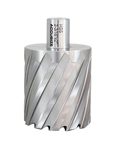 Accusize Industrial Tools 2-3/16'' by 2'' Cutting Depth H.S.S. Annular Cutter with 1 Pc Pilot Pin, 2081-2040Pin