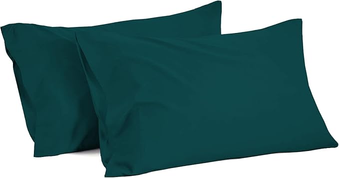 2Pcs Pillowcase 800 Thread Count 100% Egyptian Cotton Pillows for Sleeping, Soft & Silky Sateen Weave Bed Pillow Cover Long-Staple Standard Pillowcase Set of 2 Size (20"x30") - Teal Solid