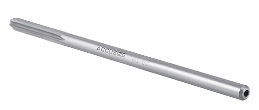 Accusize Industrial Tools 1/4'' H.S.S. Straight Shank Straight Flute Chucking Reamer, Flute Length 1-1/2'', Oal 6'', Right Hand, 6 Flute, 5015-0045