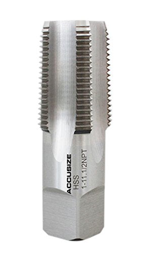 Accusize Industrial Tools 1'' to 11-1/2, 5 Flutes H.S.S. Taper Pipe Tap-Npt, 3-3/4'' Oal, 1-3/4'' Thread Length, American Standard, Npt-1