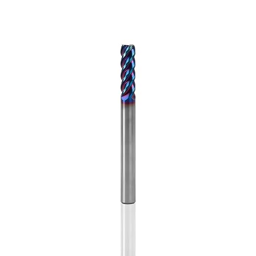 3/16" 4 Flute Square End Mill, AITiSiN Coated, HRC65 Hardness for Stainless Steel, Cast Iron, Hardened Steel, 5/8" Cutting Length, 2" Overall Length