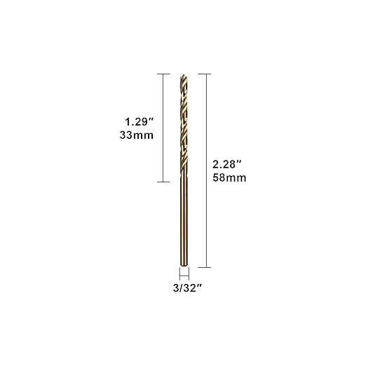 SALI Cobalt Drill Bit Set, 10Pcs 3/32" M35 High Speed Steel Jobber Length Drill Bit Kit for Hardened Metal, Stainless Steel, Cast Iron, Wood and Plastic, with Index Storage Case