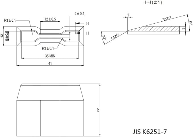 Dumbbell and Straight Section Shape Cutter for ASTM/ISO/JIS Standards for Rubber Specimen Test utilizing Tensile Testing Machine Made by Wire-Cut EDM and Quenching (JIS K6251-7)
