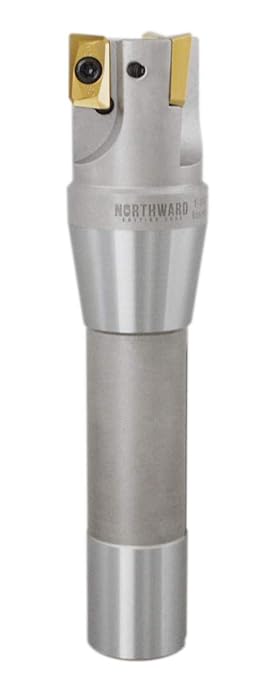 Accusize Industrial Tools 1-1/4'' by 5-27/32'' 90 Degree R8 Shank Indexable End Mills with 3 Apkt1604 Carbide Inserts Installed, 0028-6904