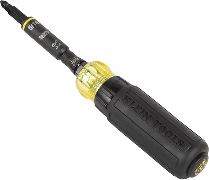Klein Tools 32500HDRT KNECT Ratcheting Screwdriver, Multi-Bit Screwdriver / Nut Driver, Impact Rated 11-in-1 Tool with Phillips, Slotted, Square and Torx Tips