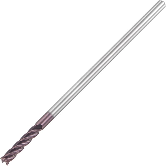 uxcell Square Nose End Mill, 4mm Tip Dia Solid Carbide AlTiN Coated CNC Router Bits 4 Flute Spiral Milling Cutter HRC55 with 4mm Shank 100mm (4-inch) Length