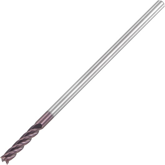 uxcell Square Nose End Mill, 4mm Tip Dia Solid Carbide AlTiN Coated CNC Router Bits 4 Flute Spiral Milling Cutter HRC55 with 4mm Shank 100mm (4-inch) Length