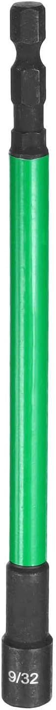 HARFINGTON Nut Driver Drill Bit 9/32 Inch SAE Socket 1/4" Hex Shank 6" (150mm) Extra Long Magnetic 6-Point Sockets Quick Change CR-V Steel Bolt Setters for Power Drill Drivers