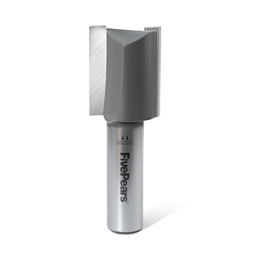 FivePears Straight Router Bits 1/2 Inch Shank Double Flute, 1 Inch Cutting Diameter, 1-1/4 Inch Cutting Length, Used for Create Groove, Dado or Hollow