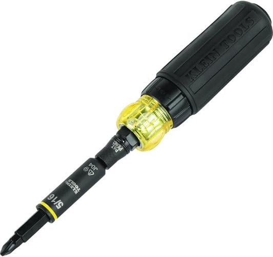 Klein Tools 32500HDRT KNECT Ratcheting Screwdriver, Multi-Bit Screwdriver / Nut Driver, Impact Rated 11-in-1 Tool with Phillips, Slotted, Square and Torx Tips