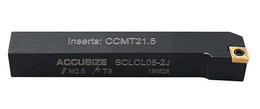 Accusize Industrial Tools 7-Ps Indexable Carbide Turning Tool Set, 1/2" Shank, C6 Grade TiN Coated Inserts, in Fitted Aluminum Case, 2387-2004