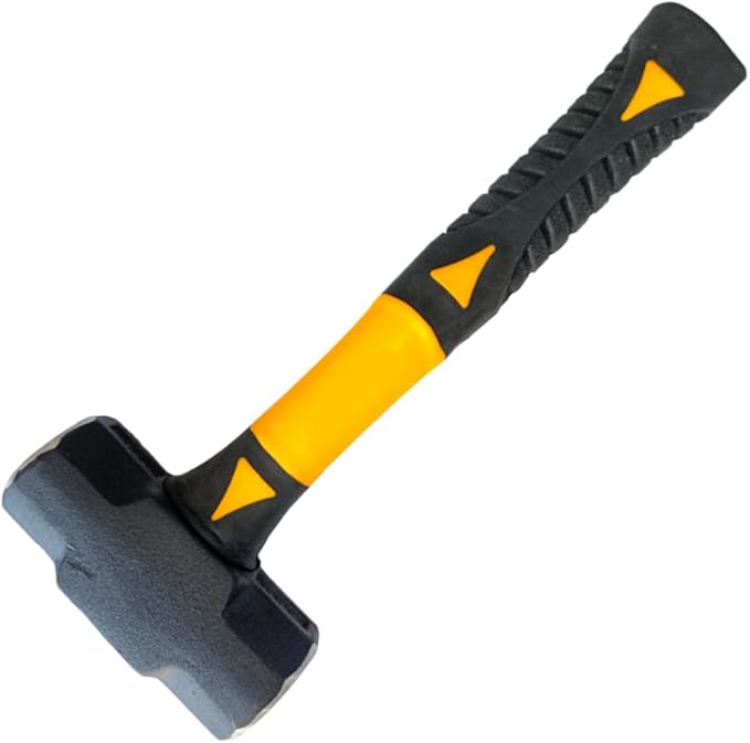 Sledge Hammer 6 LB with 33 Inch Fiberglass Handle Length Powder Coated with Polished face Heavy Duty Metalworking Tools for Automotive, Industrial, and Construction E-2257