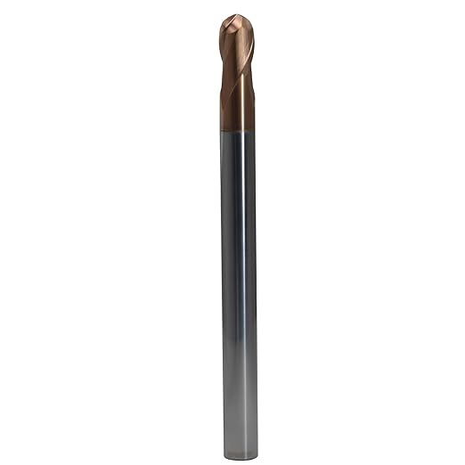 10mm Mill Dia 2Flutes 65HRC Standard Long Flute Solid Carbide Ball Nose Coated End Mill Metric CNC Router Bits Cutter Tool for Hardened Steels