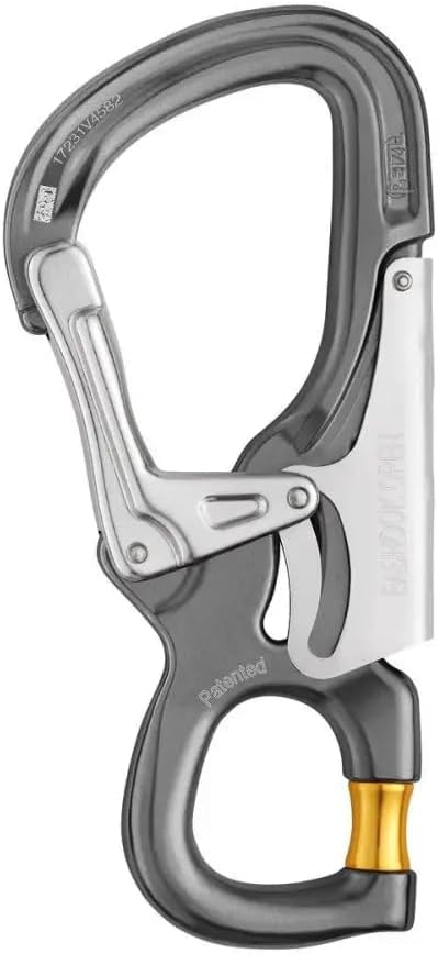 Petzl, Connector Eashook Open Black, Connector with gated Connection Point for Double Lanyard and Work Positioning Lanyard