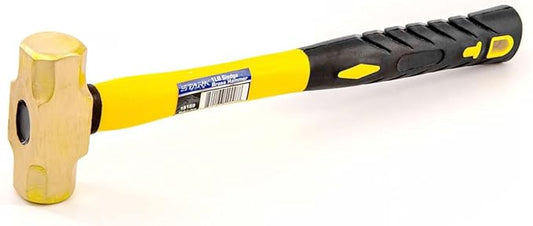 Stark USA 1lb Brass Sledge Hammer (16oz) Fiberglass Handle, Drilling Hammer, Crack Hammer, Die-Forge, Corrosion Resistant, 12.5" Brass Hammer