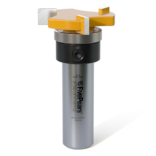 Fivepears Top Bearing Slot Cutter Router Bit 1/2 inch Shank 1-1/4 inch Cutting Diameter and 1/4 inch Cutting Length Shank Slot and Undercut Bit for Woodworking Chisel Cutter Tool Slot