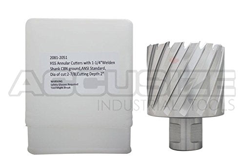 Accusize Industrial Tools H.S.S. Annular Cutter 2-7/8'' by 2'' Cutting Depth, with 1 Pc Pilot Pin, 2081-2051Pin