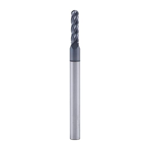 XYunEnZ ISB?괖arbide Ball Nose End Mill Bits, 3/32" Diameter, 1/8" Shank Diameter, 4 Flute CNC Cutting Tool CNC Router Bits for Hardened Steel, Alloy Steel, Cast Iron, Wood, Aluminum, Suitable for