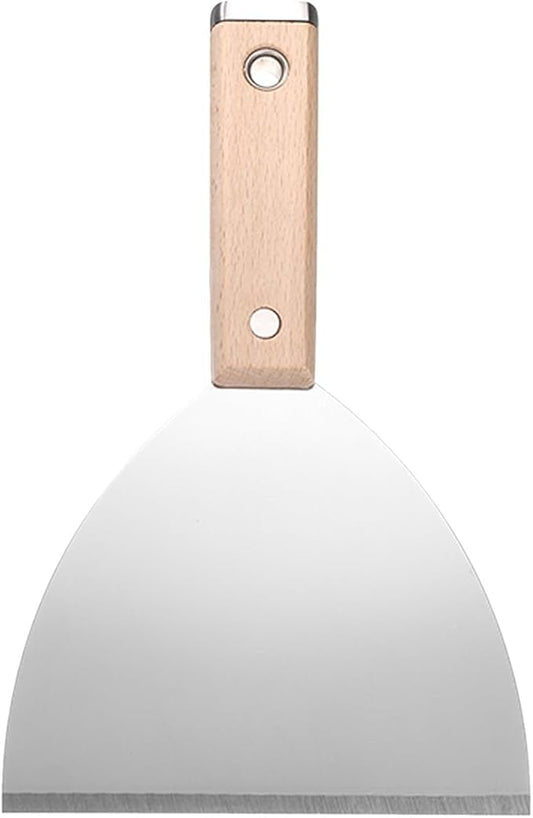 uxcell Putty Knife 5" Stainless Steel Paint Scraper Flexible Drywall Repair Mud Knife Wood Shank for Removing Cement Wallpaper Mud Adhesive Taping with Metal Hammer End