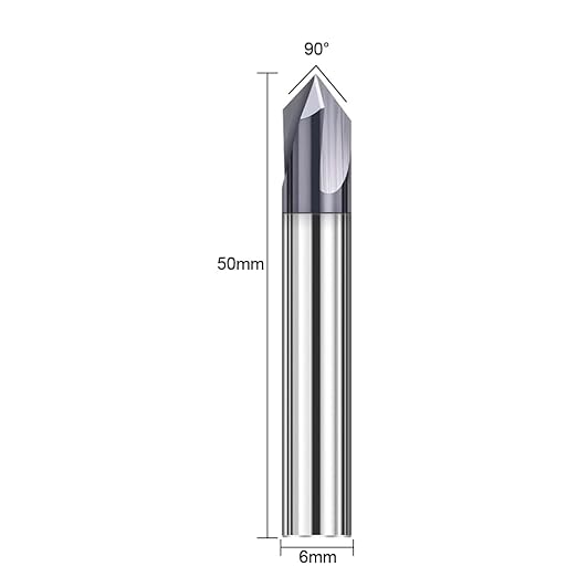 ASNOMY 1Pc 1/4"(6mm) Carbide V Groove Router Bit 90 Degree Chamfer End Mill, 3 Flutes CNC milling Cutter end Mill Bits for CNC Carving and Chamfering