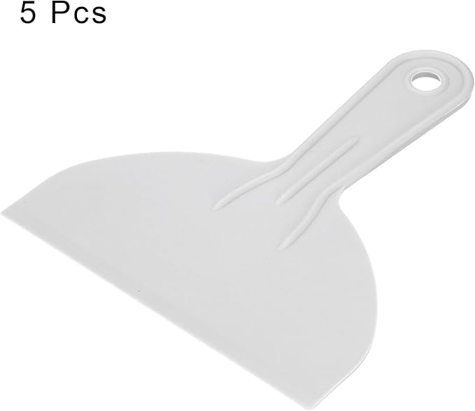 HARFINGTON 5pcs Putty Scraper 5.9" Width 1.7mm Thin Flexible Plastic Putty Knives for Taping Drywall Spreading Painting Wall Scratching Gray