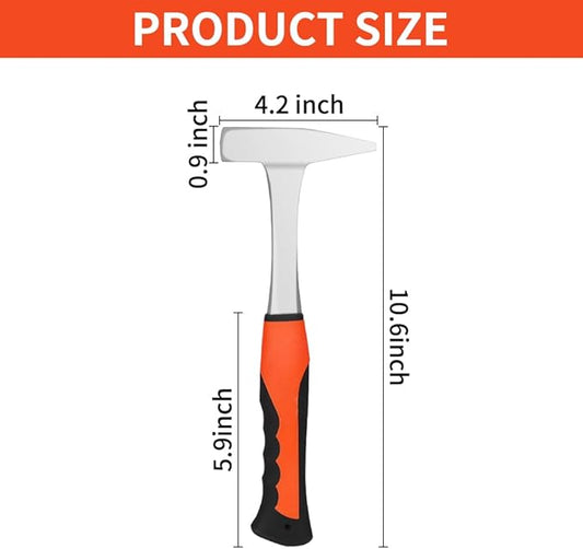 Sheet Metal Hammer - 14oz Tinsmith With Integral Forging for HVAC, Pipe Work, Square, Shaping, Tinning (400, Red)