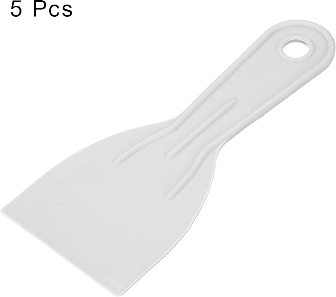HARFINGTON 5pcs Putty Scraper 3" Width 1.7mm Thin Flexible Plastic Putty Knives for Taping Drywall Spreading Painting Wall Scratching Gray
