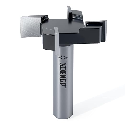 CNC Spoilboard Surfacing Planer Router Bit 1/2 Inch Shank, 2-Inch Cutting Diameter, Slab Flattening Bottom Cleaning Wood Planing Leveling Router Face Mill Carbide Tipped Bit ( 4 Wings )