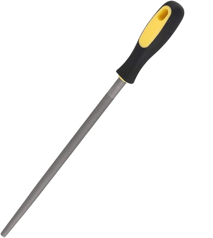 Bastard Cut Mill File, 12in Round Metal Files, Round Mill Steel File Rasp with Plastic Handle, Round Files, T12 Carbon Steel Rat Tail File for Wood, Metal, Plastic (Coarse-Tooth)